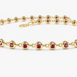 14k Bezel Set Ruby Tennis Bracelet