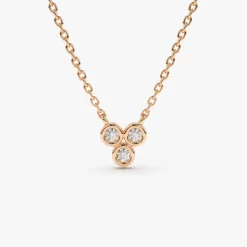 14k Bezel Set Trio Diamond Necklace