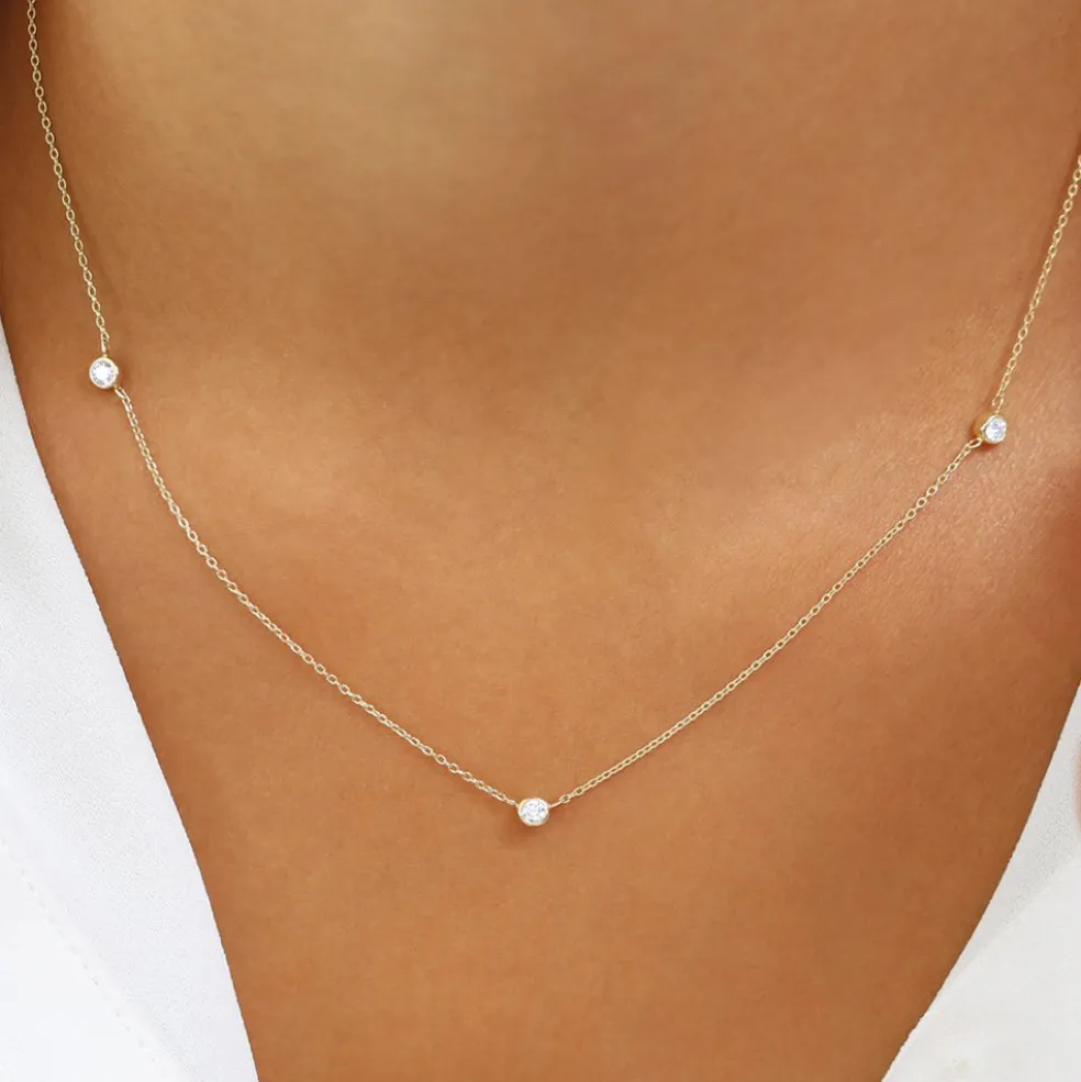 14k Bezel Setting Diamond by the Yard Necklace