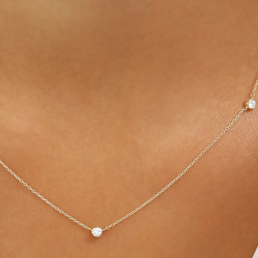 14k Bezel Setting Diamond by the Yard Necklace