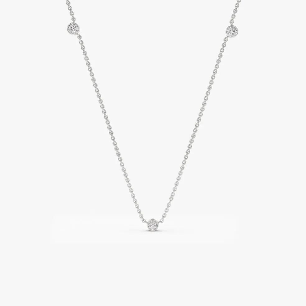 14k Bezel Setting Diamond by the Yard Necklace