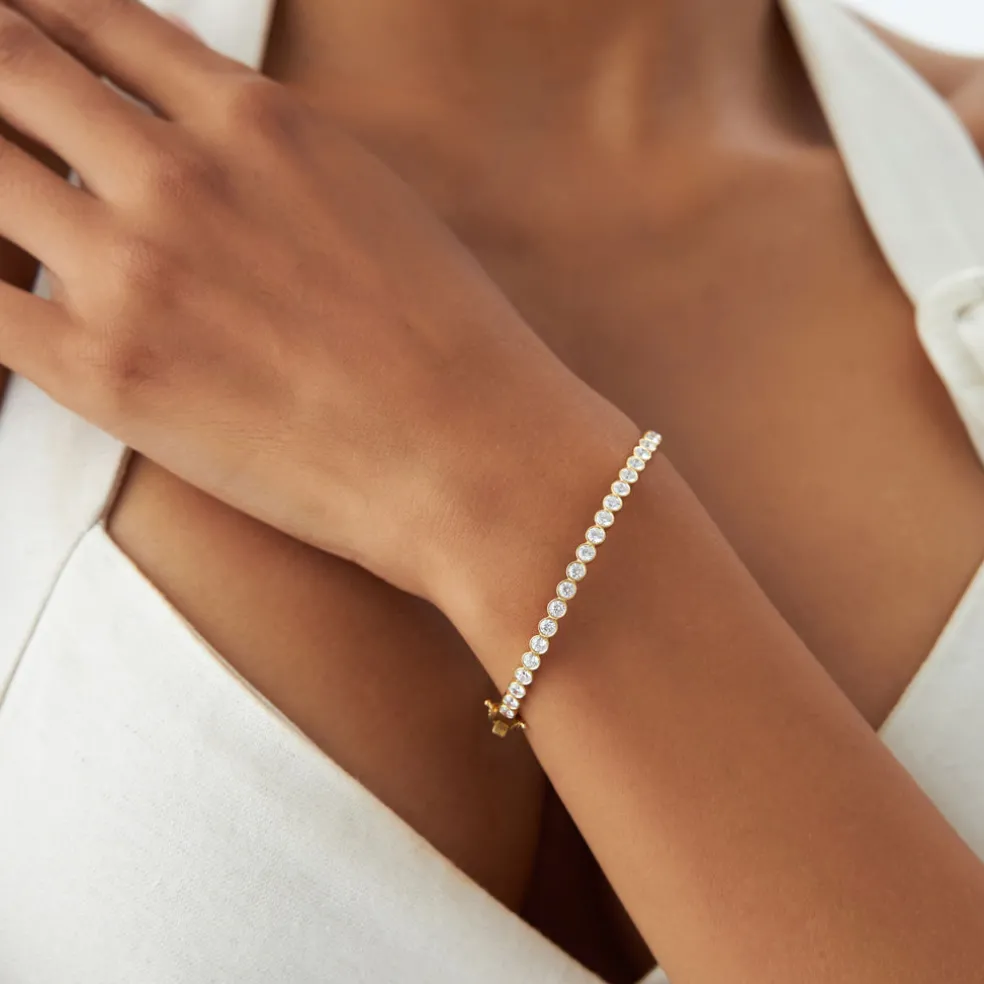 14K Bezel Setting Diamond Bangle