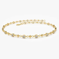 14k Bezel Setting Diamond with Milgrain Bracelet