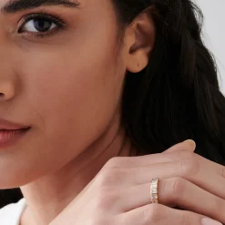 14k Bezel Setting Emerald Cut Diamond Wedding Band