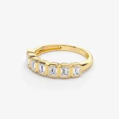 14k Bezel Setting Emerald Cut Diamond Wedding Band