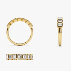 14k Bezel Setting Emerald Cut Diamond Wedding Band