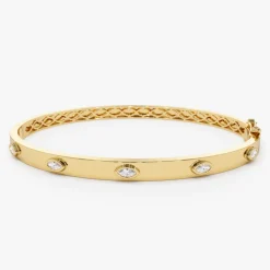 14k Bezel Setting Marquise Shaped Diamond Bangle