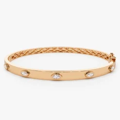 14k Bezel Setting Marquise Shaped Diamond Bangle