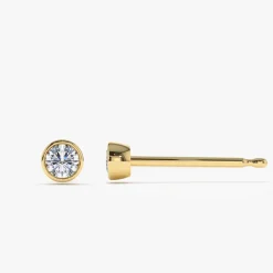 14K Bezel Setting Round Diamond Studs