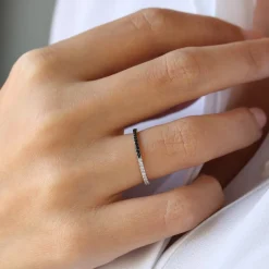 14k Black & White Diamond Micro Pave Eternity Band