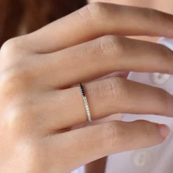 14k Black & White Diamond Micro Pave Eternity Band