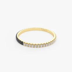 14k Black & White Diamond Micro Pave Eternity Band