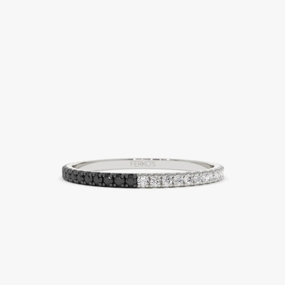 14k Black & White Diamond Micro Pave Eternity Band