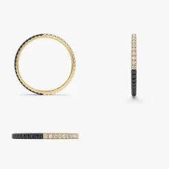 14k Black & White Diamond Micro Pave Eternity Band