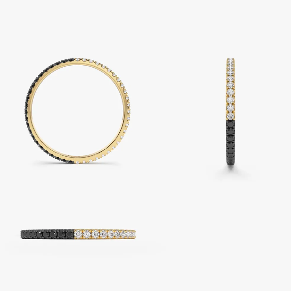14k Black & White Diamond Micro Pave Eternity Band