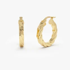 14k Bold Braided Hoop Earrings for Women