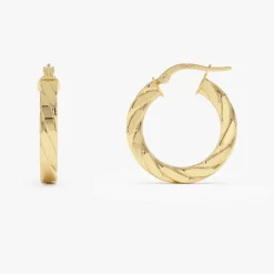 14k Bold Braided Hoop Earrings for Women