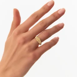 14K Bold Fluted Graduating Gold Ring