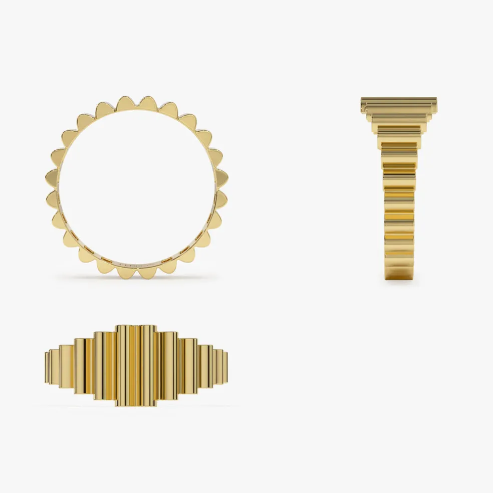 14K Bold Fluted Graduating Gold Ring
