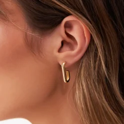 14k Bold Paper Clip Hoop Earrings