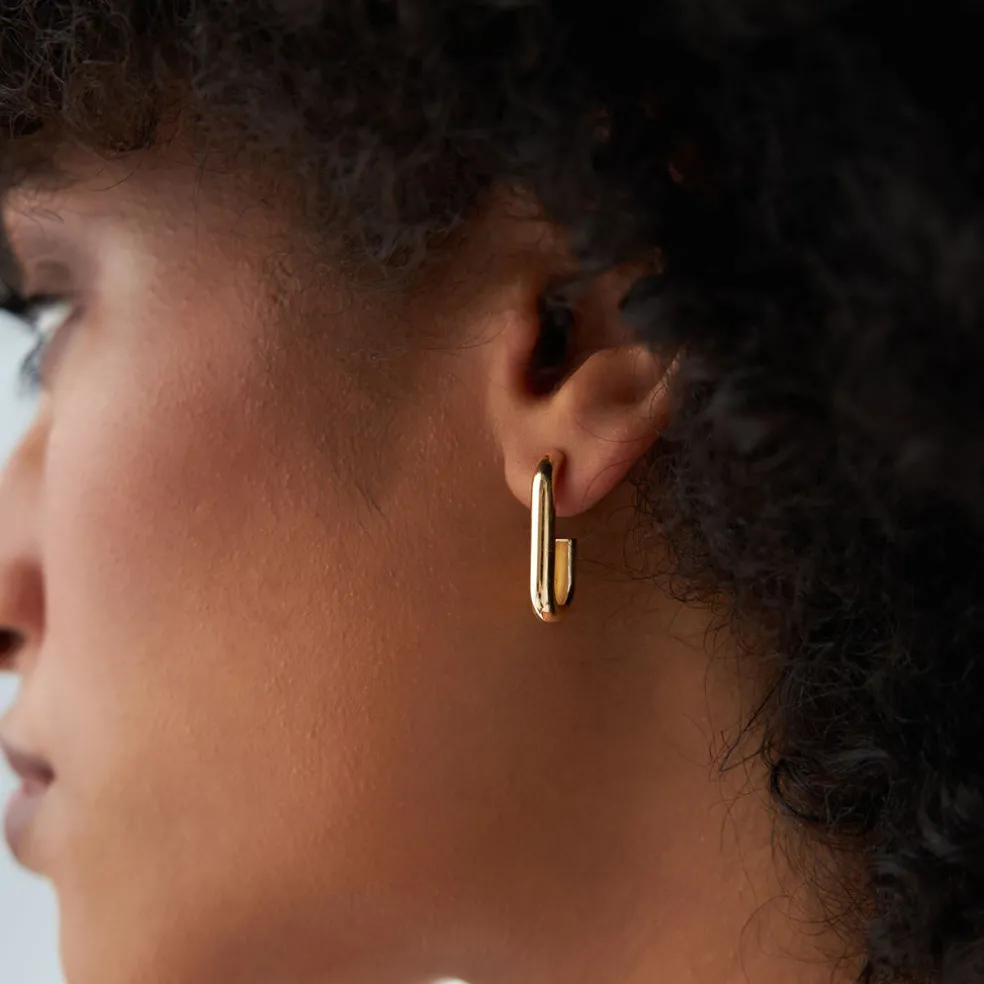 14k Bold Paper Clip Hoop Earrings