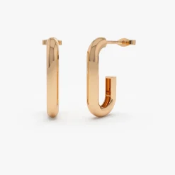 14k Bold Paper Clip Hoop Earrings
