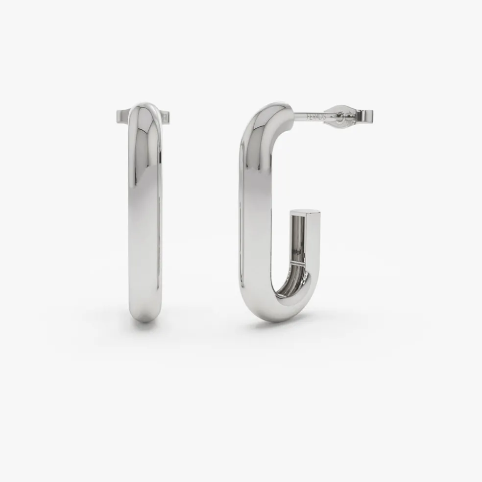 14k Bold Paper Clip Hoop Earrings