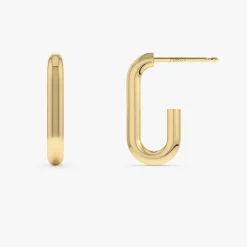 14k Bold Paper Clip Hoop Earrings