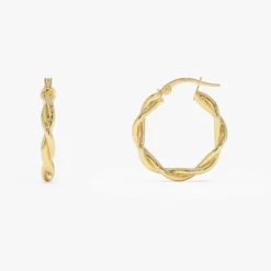 14k Braided Hoop Earrings 20MM