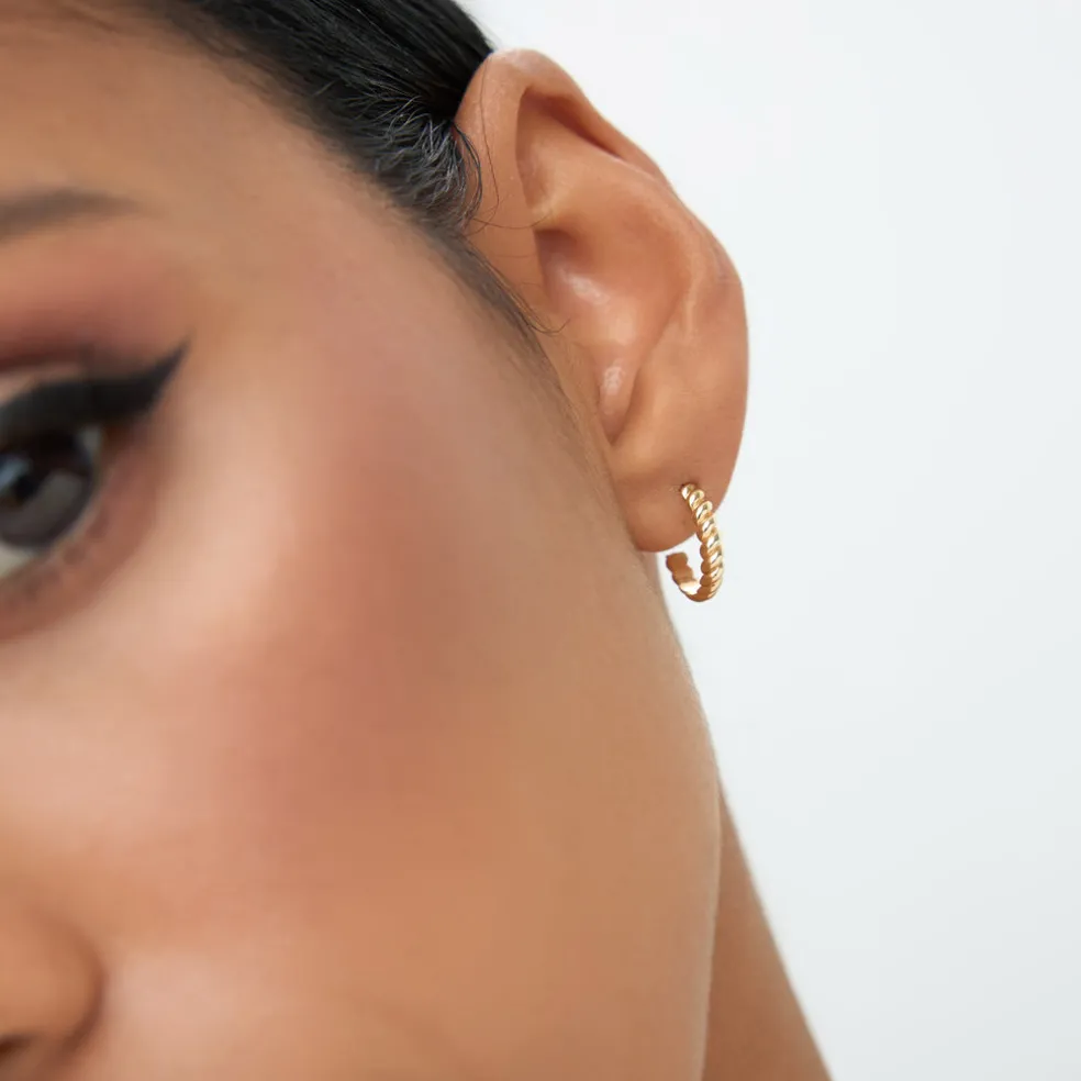 14k Braided 3MM Twist Earrings