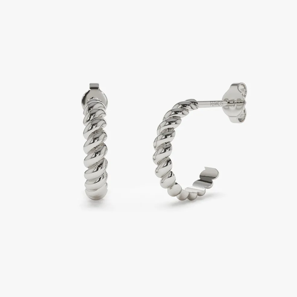 14k Braided 3MM Twist Earrings