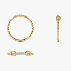 14k Braided Stackable Pave Diamond Ring