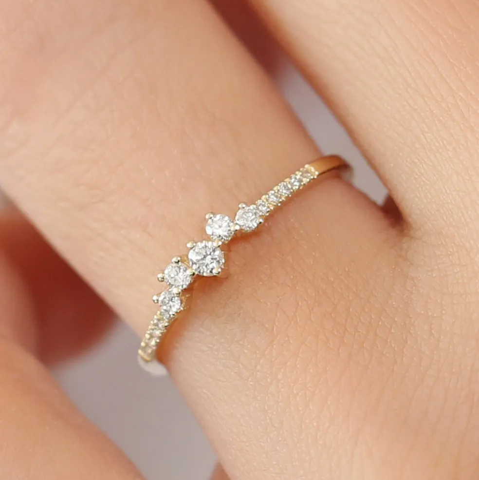14k Bridal Diamond Cluster Ring