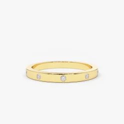 14K Burnish Set Diamond Wedding Ring