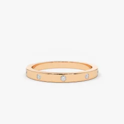 14K Burnish Set Diamond Wedding Ring