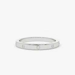 14K Burnish Set Diamond Wedding Ring