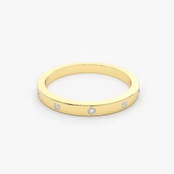 14K Burnish Set Diamond Wedding Ring