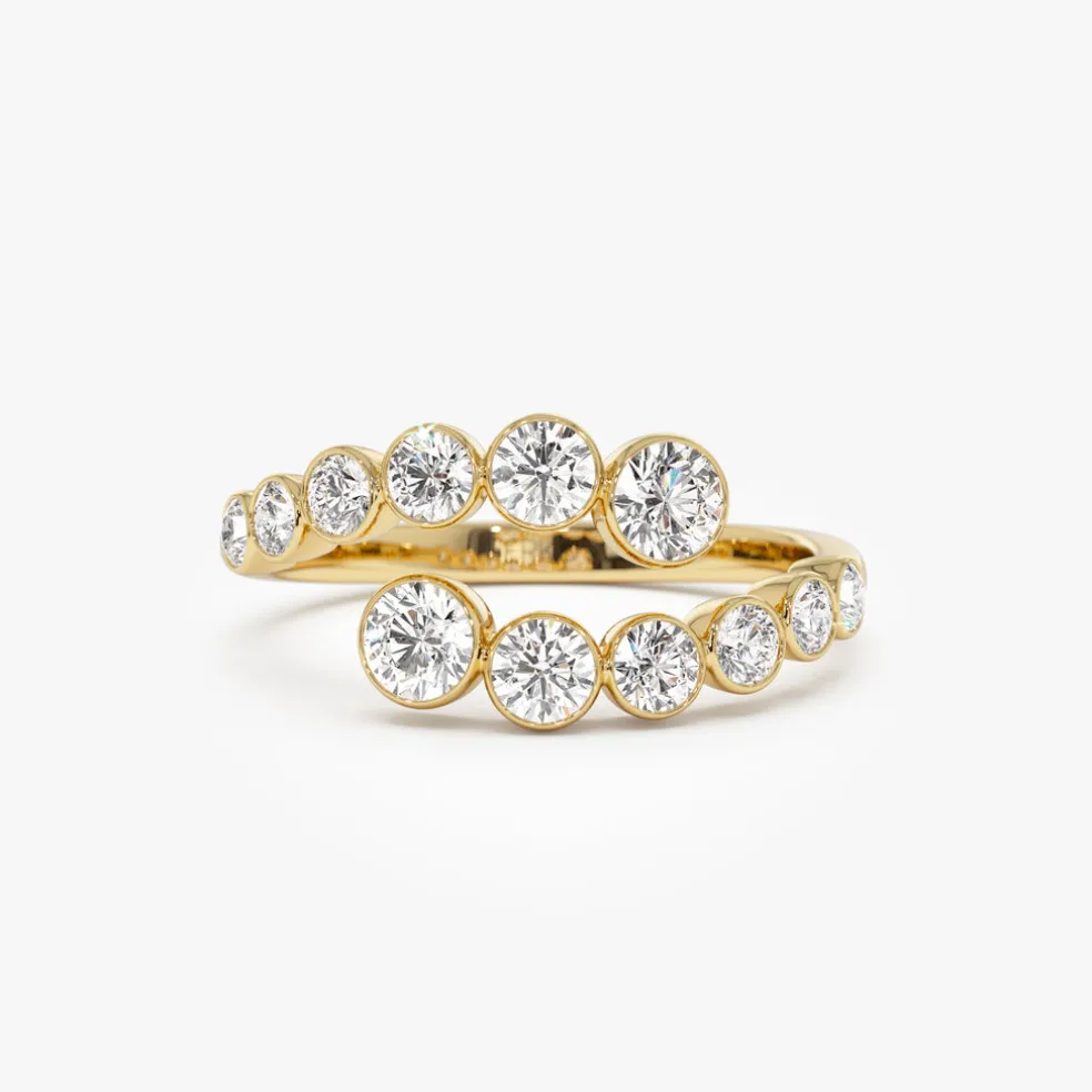 14k Bypass Curve Bezel Setting Diamond Ring