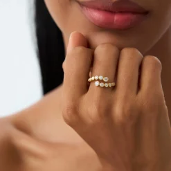 14k Bypass Curve Bezel Setting Diamond Ring