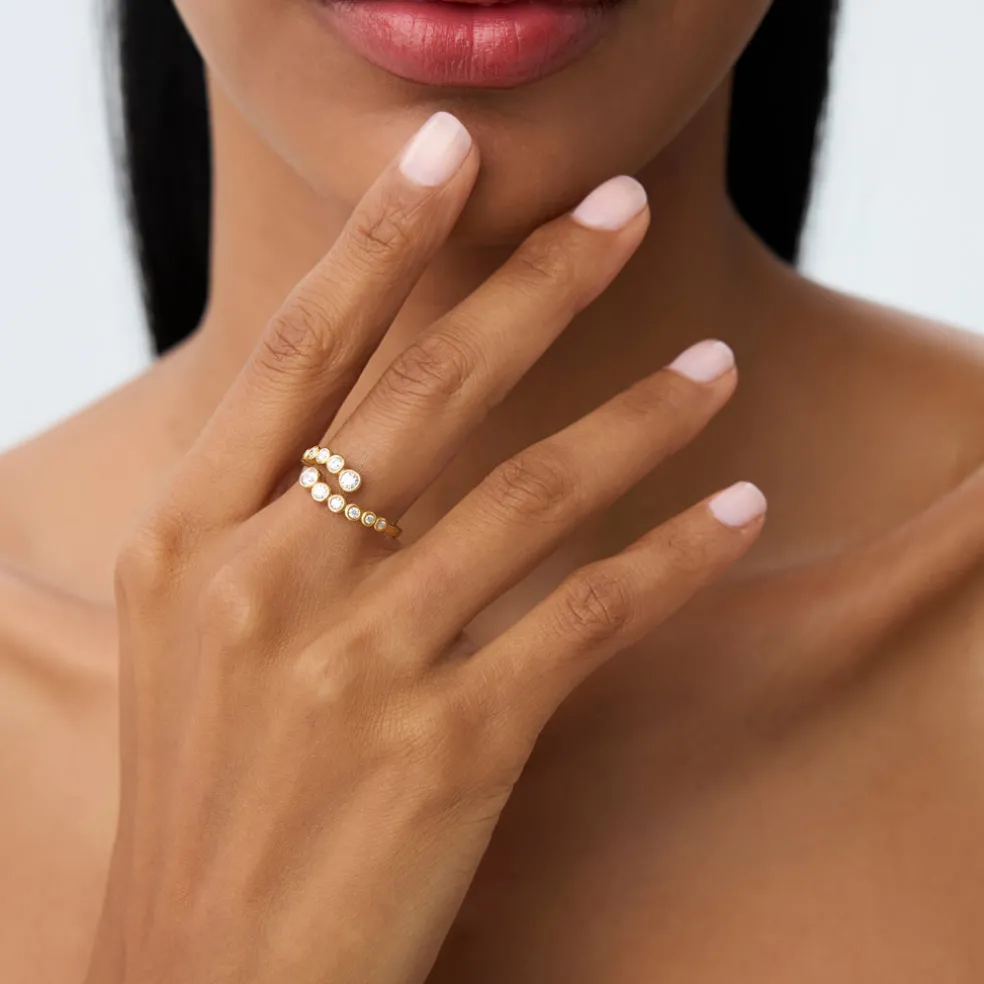 14k Bypass Curve Bezel Setting Diamond Ring