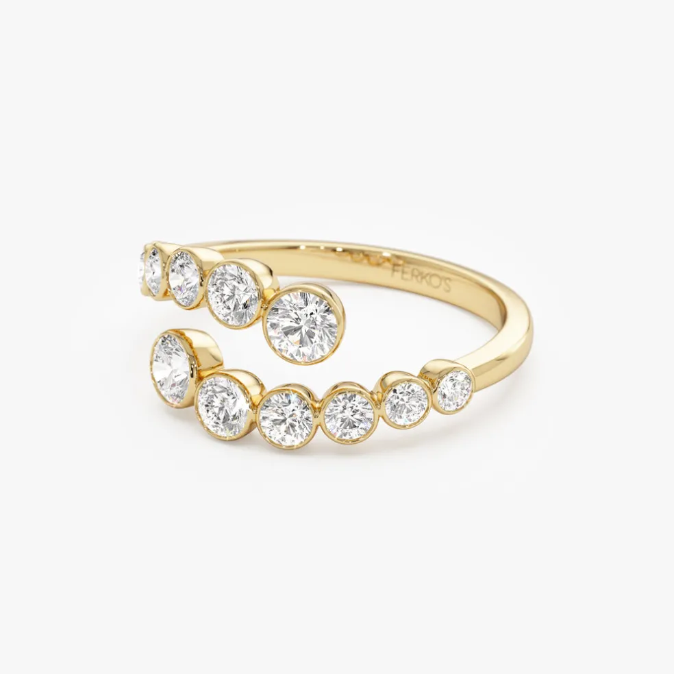 14k Bypass Curve Bezel Setting Diamond Ring