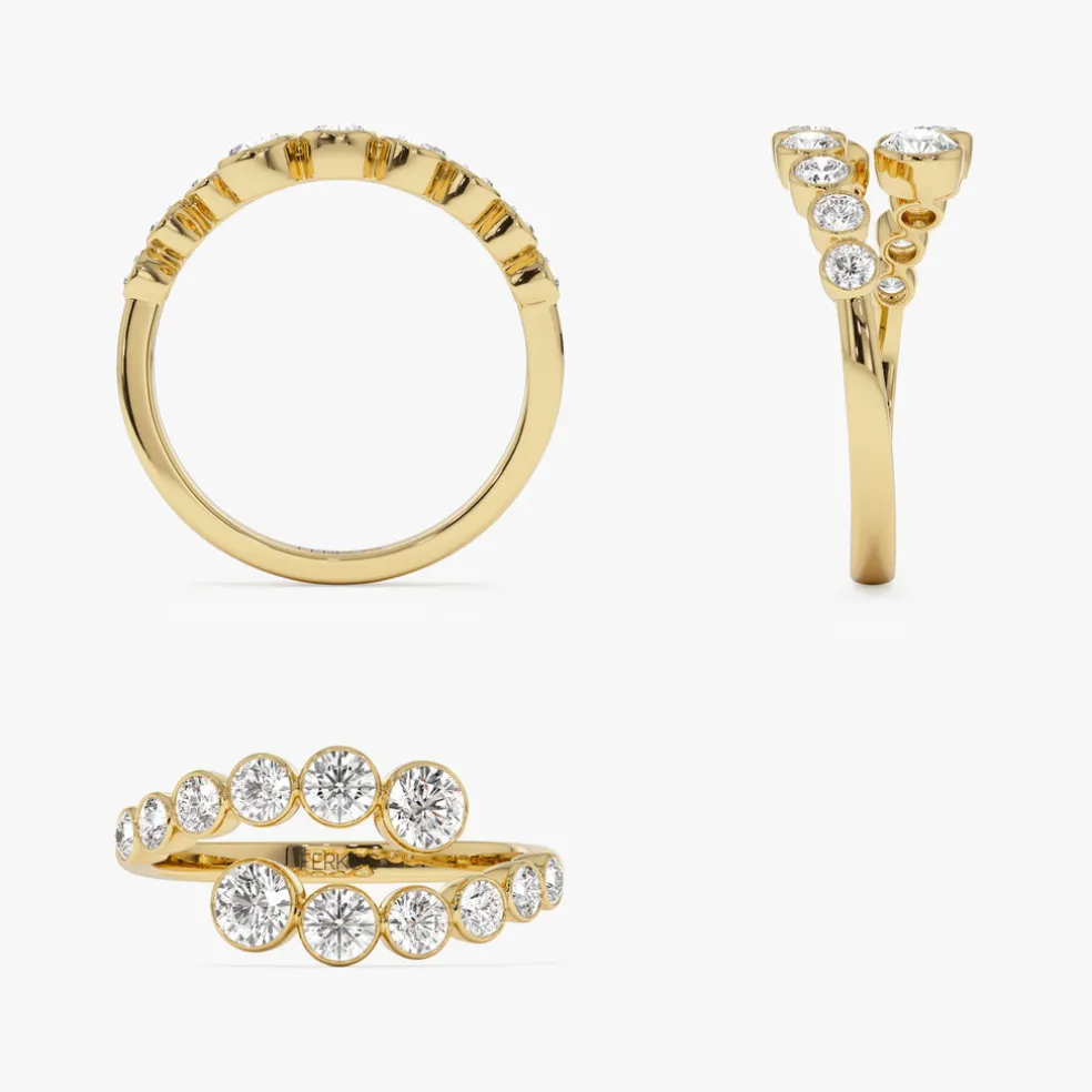 14k Bypass Curve Bezel Setting Diamond Ring
