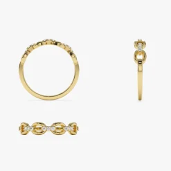 14K Cable Chain Link Diamond Ring