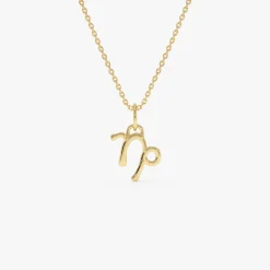 14K Capricorn Zodiac Charm Necklace