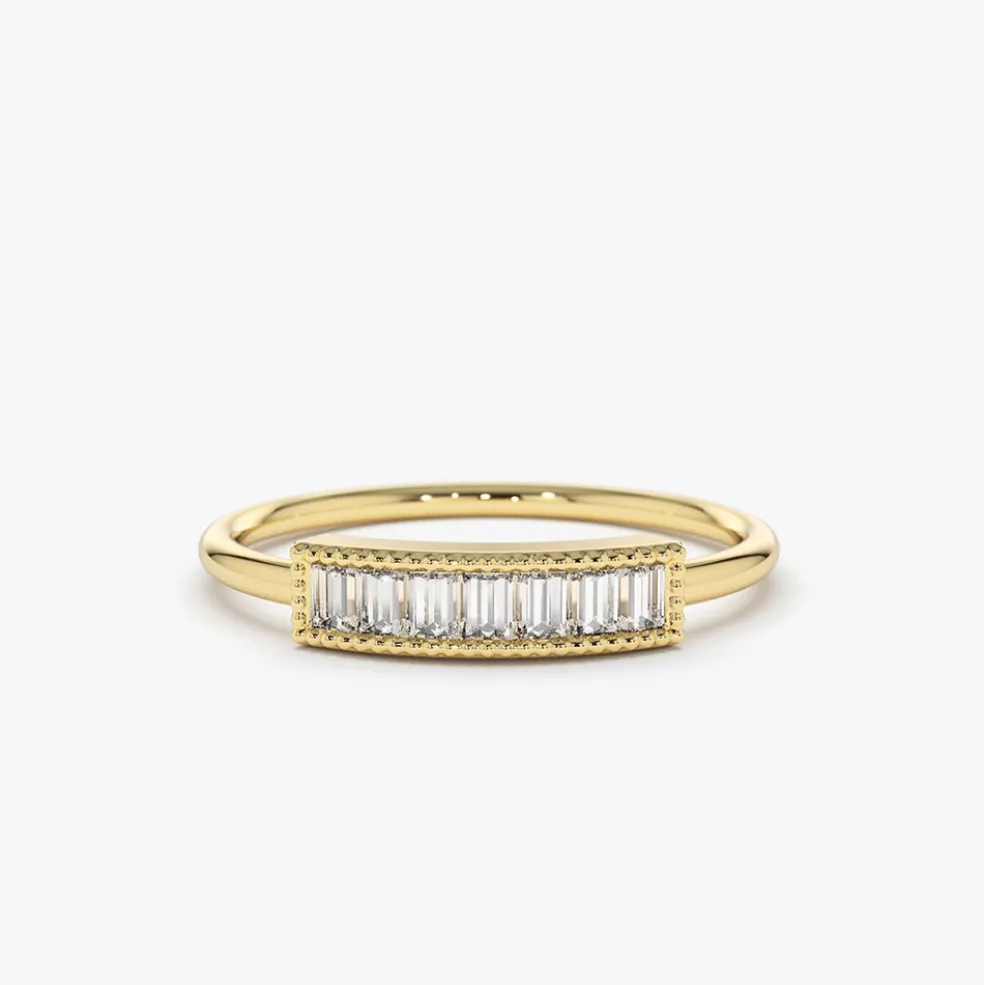14k Channel Set Baguette Diamond Ring