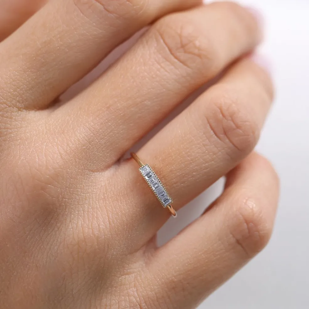 14k Channel Set Baguette Diamond Ring