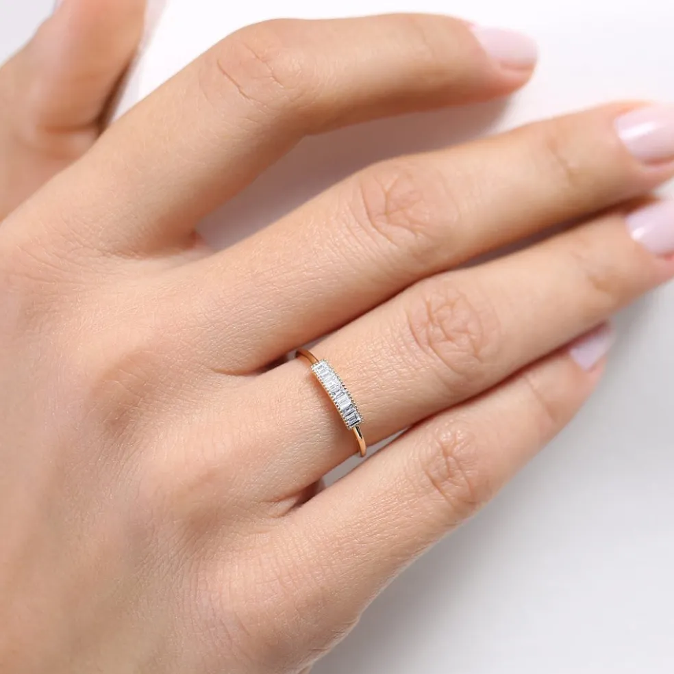 14k Channel Set Baguette Diamond Ring