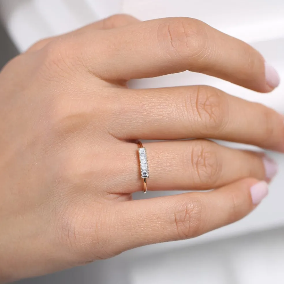 14k Channel Set Baguette Diamond Ring