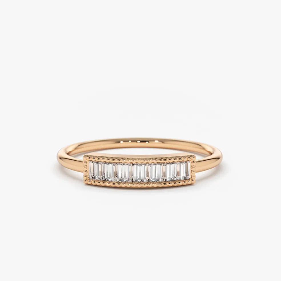 14k Channel Set Baguette Diamond Ring