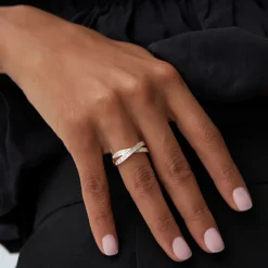 14k Channel Setting Baguette Diamond Crossover Band